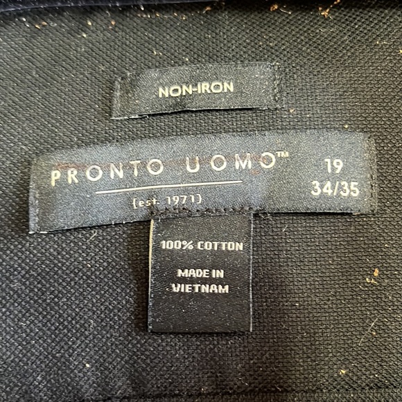 (355)NWT Mens long sleeve dress shirt by Pronto Uomo. Size 18-34/35. Black - Picture 5 of 7